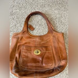 Brown leather Coach shoulder bag
